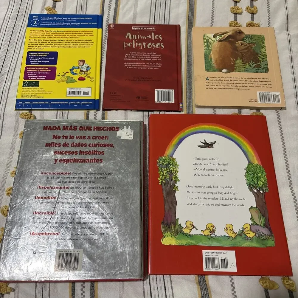 Lot Of 5 Hardback Bilingual Spanish English Books